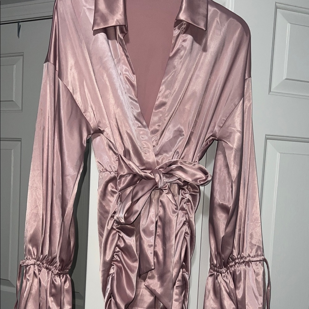 Silky Pink Wrap Dress